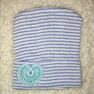 .Newborn BABY Hospital BLUE Beanie with HEART.